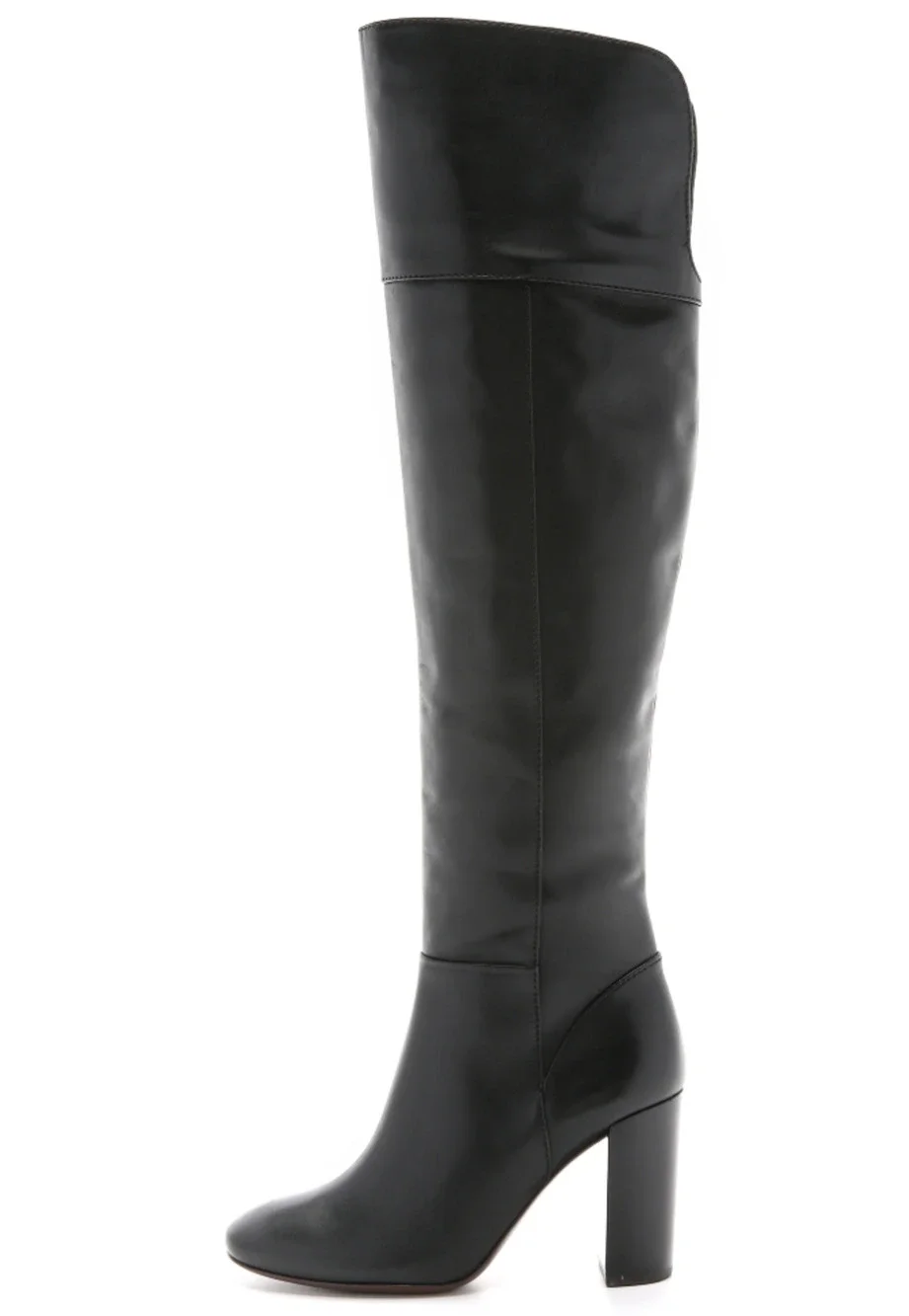 $595 Tory Burch Bowie Over The Knee Leather Heel Boots Black US 7.5